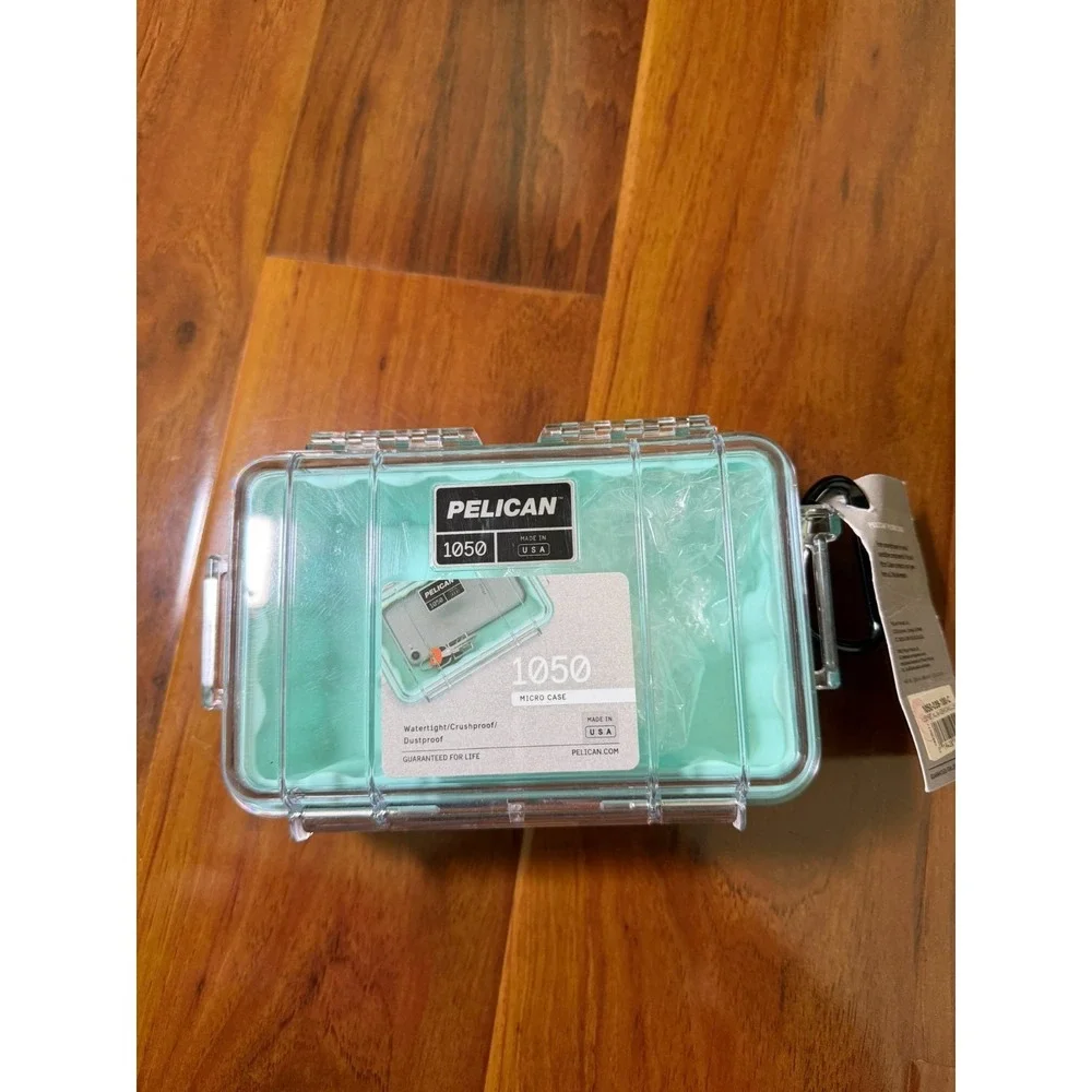 NWT Pelican 1050 Watertight Hard Micro Case Clear / Seafoam Waterproof